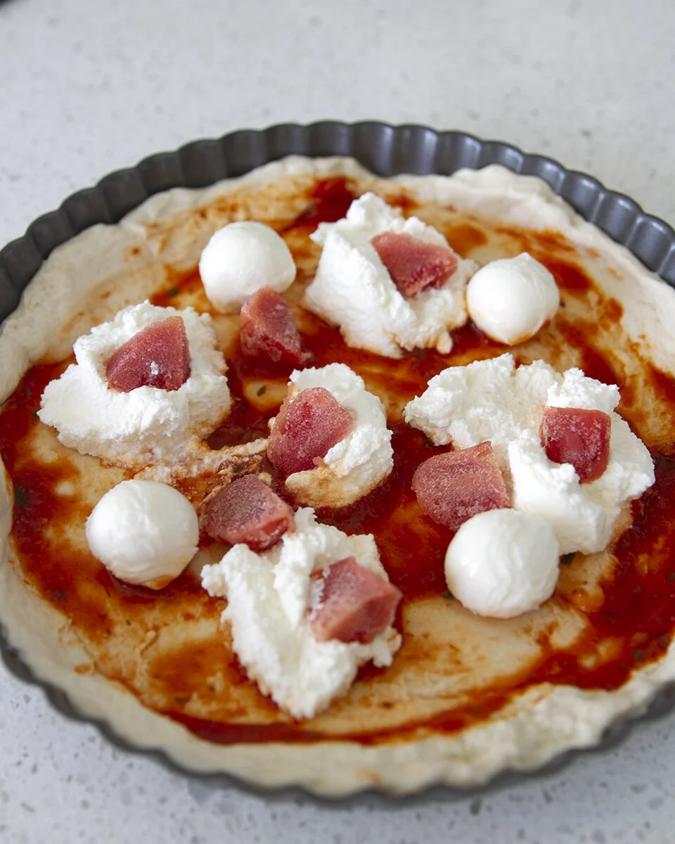ricotta cheese pizza w/ seasoned pollack roetsquare in the kitchen