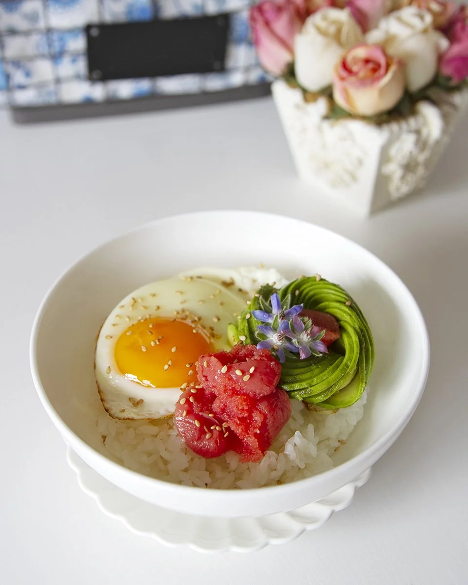 Pollock Roe Rice avocado rice w/ salted pollock roet-square in the kitchen