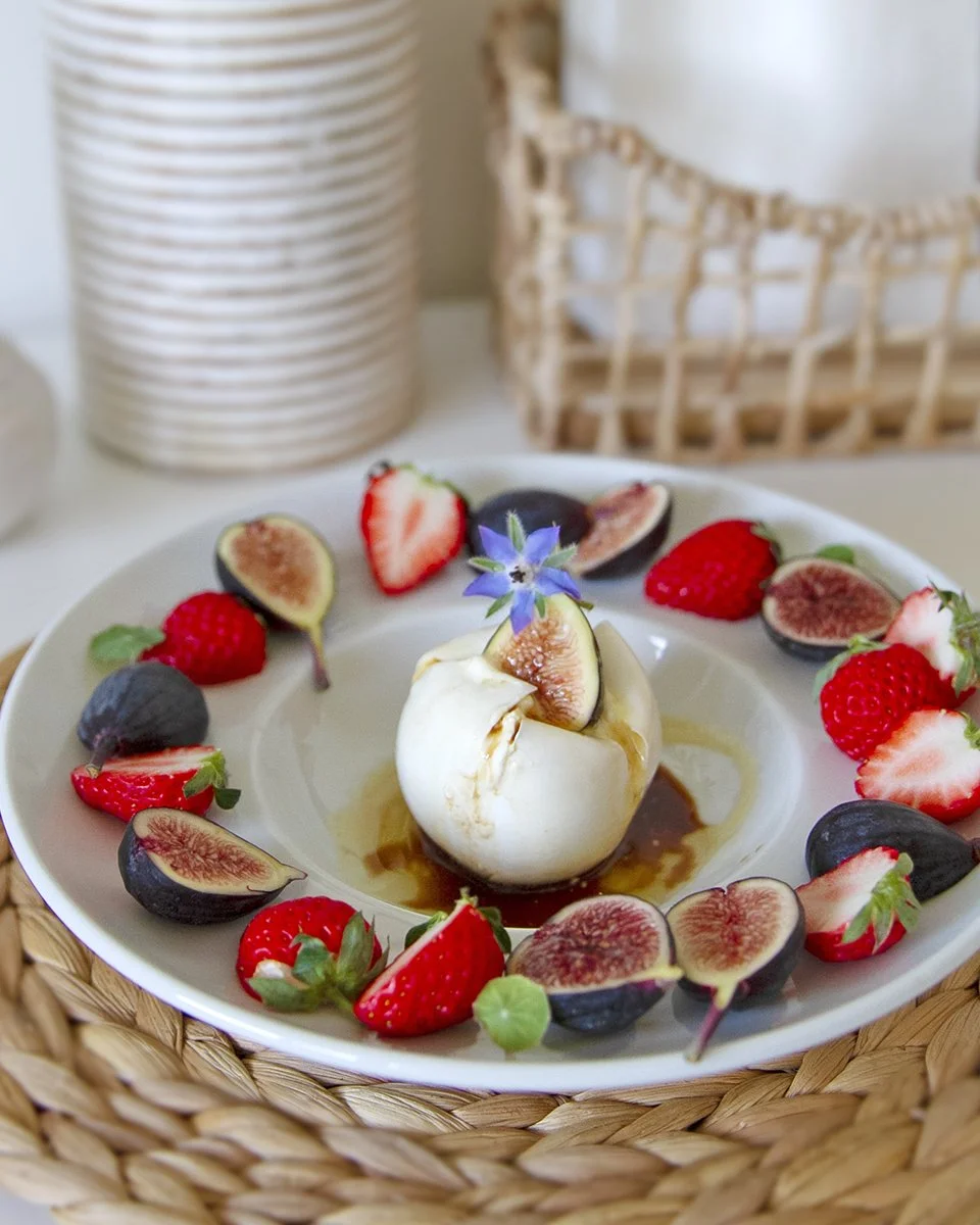 fruit burata w/ balsamic honey t-square in the kitchen