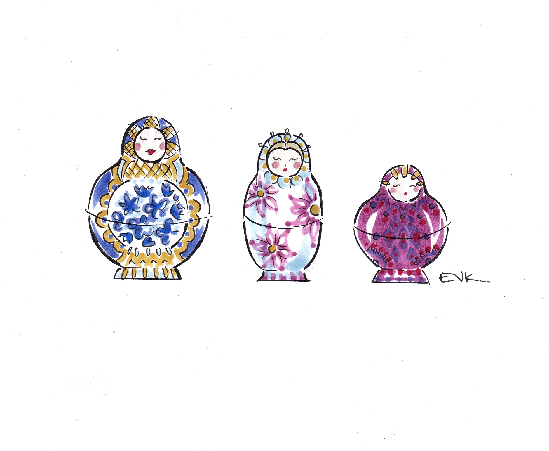 Three Russian Nesting Dolls 2015