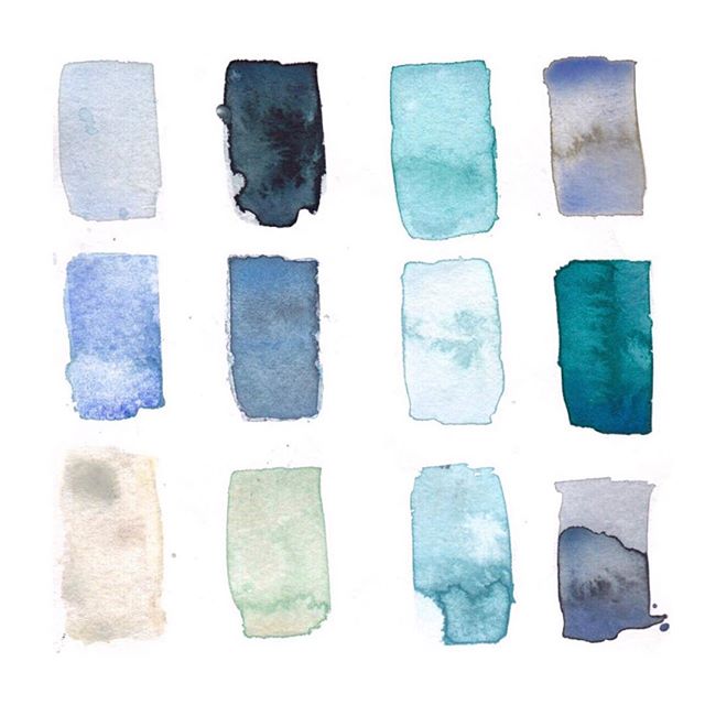 Sunday afternoon blues...Here&rsquo;s my #colorpalette from earlier this month on the #grandtraversebay 🌊 #traversecity #michigan #watercolor #sundayafternoon #sketchbook #blue #illustration .
.
.

#watercolour #aquarelle #windsorandnewton #mint #te