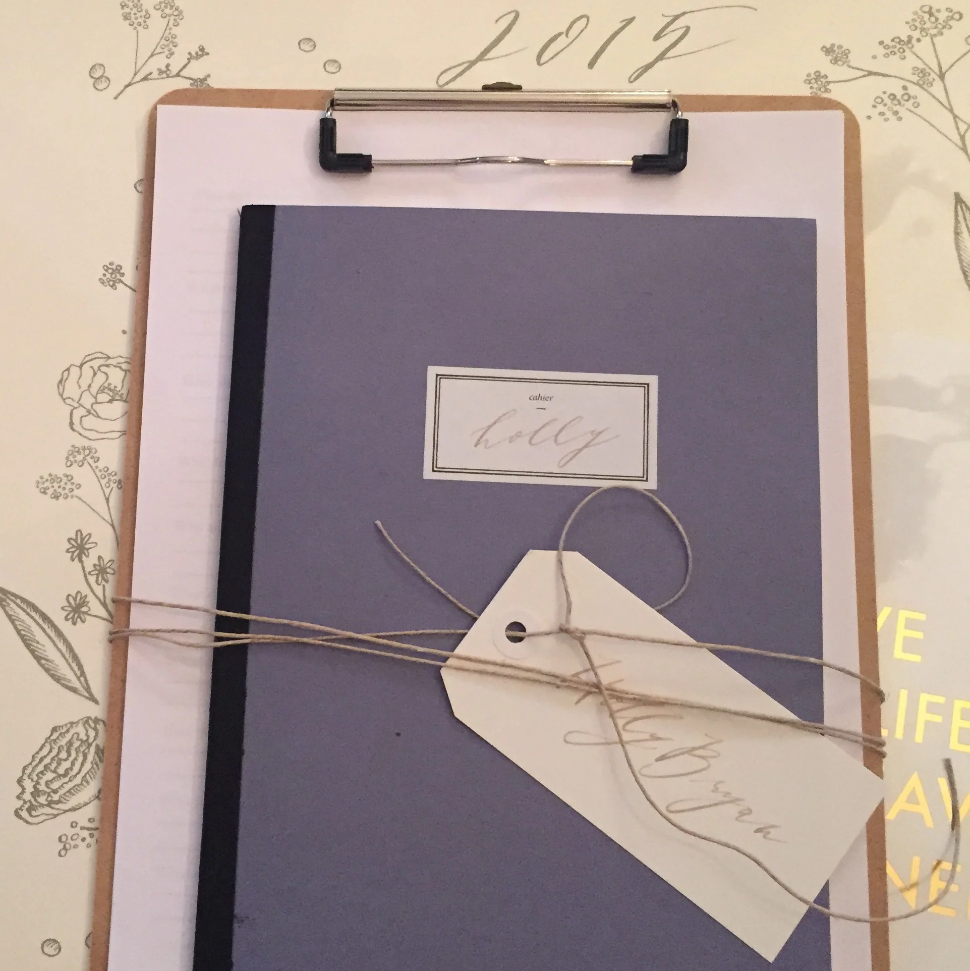 At the beginning of day one- pretty package full of worksheets andblank sheets