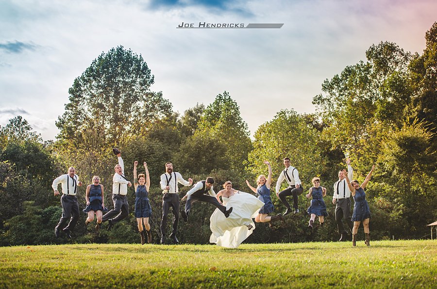 bridal party jumping