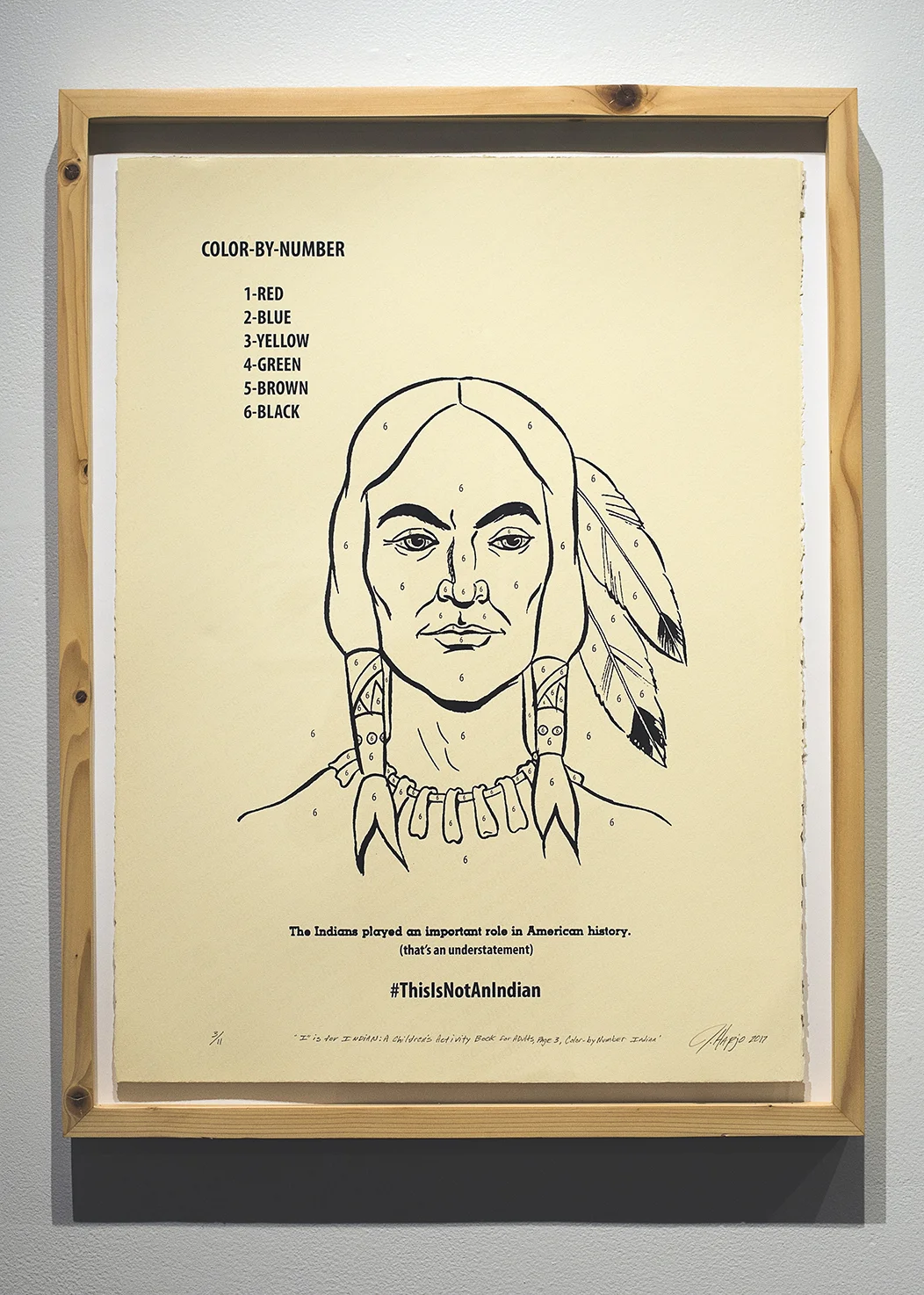    “I” is for Indian: A Children’s Activity Book for Adults, Page 3, Color-by-Number Indian  , 2017  Serigraph  22 x 30 x 3 inches 