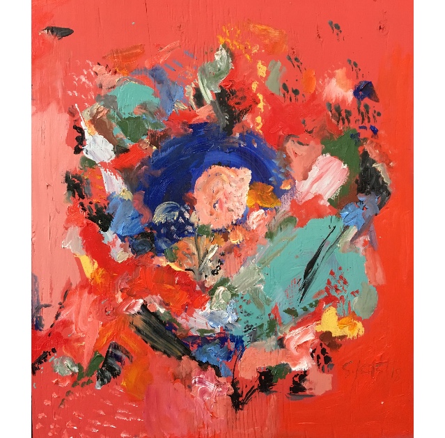 oil and acrylic on wood 28” x 30”