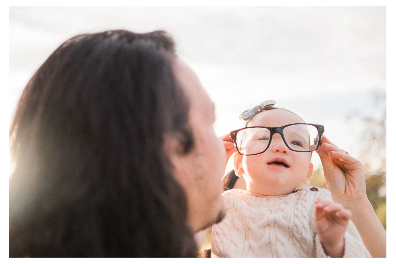 family fun outdoor session mom and baby one year old los penasquitos canyon preserve san diego portraits baby glasses dad