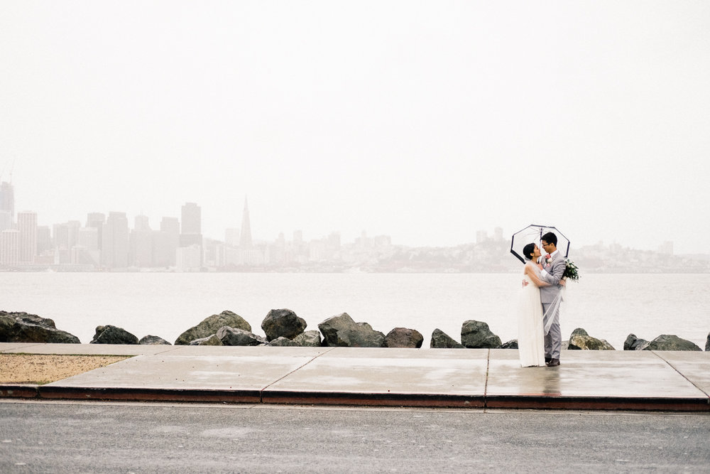 rainy san francisco bay wedding