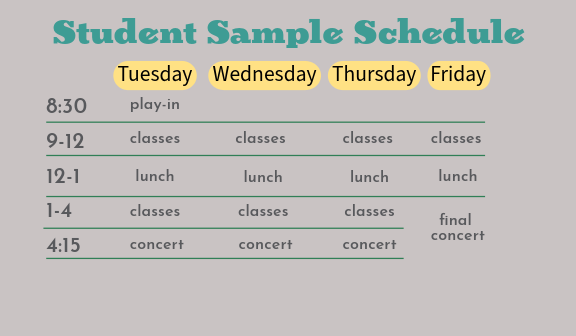 sample student schedule for the student institute