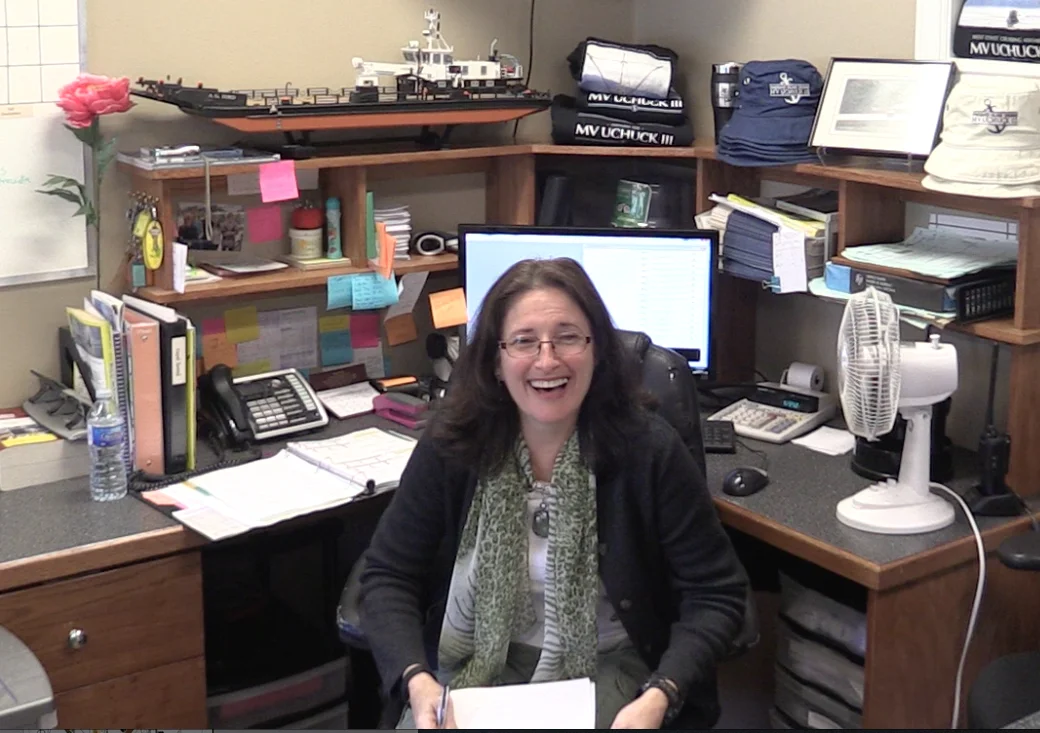 Julie in the office