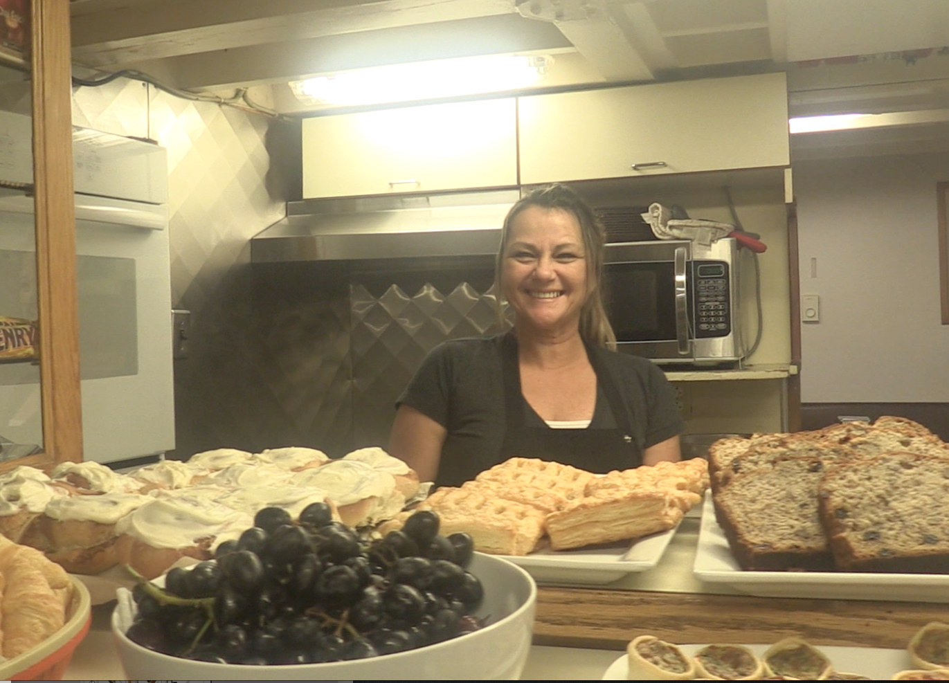 Elaine in the galley
