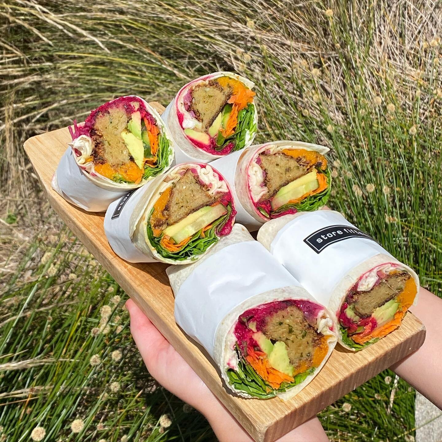 Our new grab n go vegan wraps&hellip; house made lentil falafel with a rainbow of nutritious veg. Half or full wrap to suit all appetites!