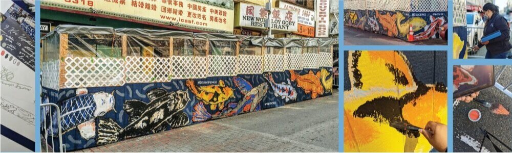 9 Koi Upstream Mural for New Woey Loy Goey (ChinatownSF)