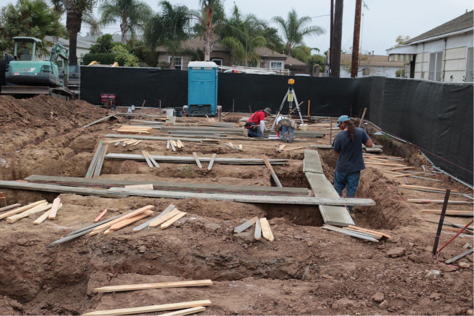 October 2nd (Day 17) - First few boards are laid out and prepped for foundation form work.
