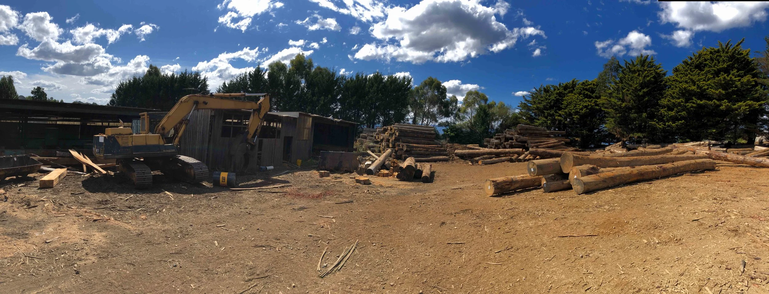Big toys and timber yards outside Noojee.