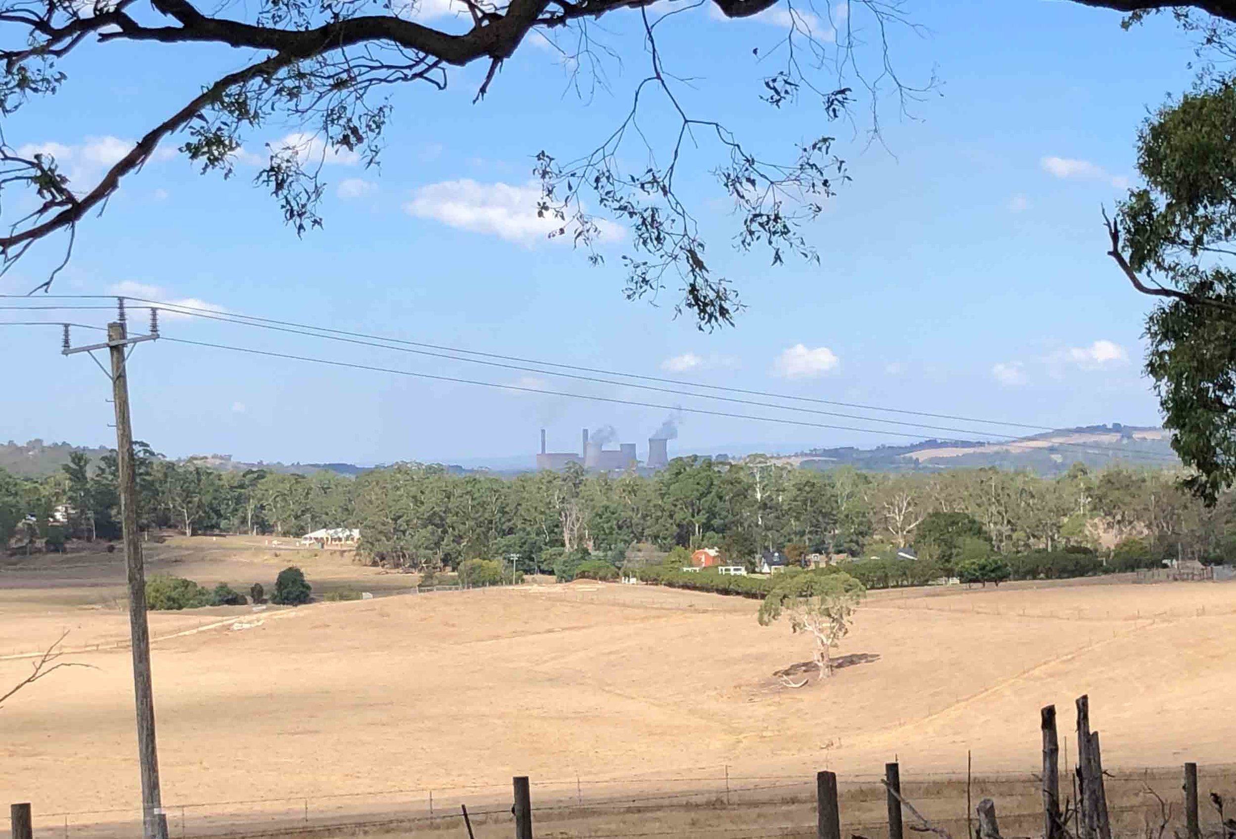 Approaching Moe with the Yallourn power station humming ominously.