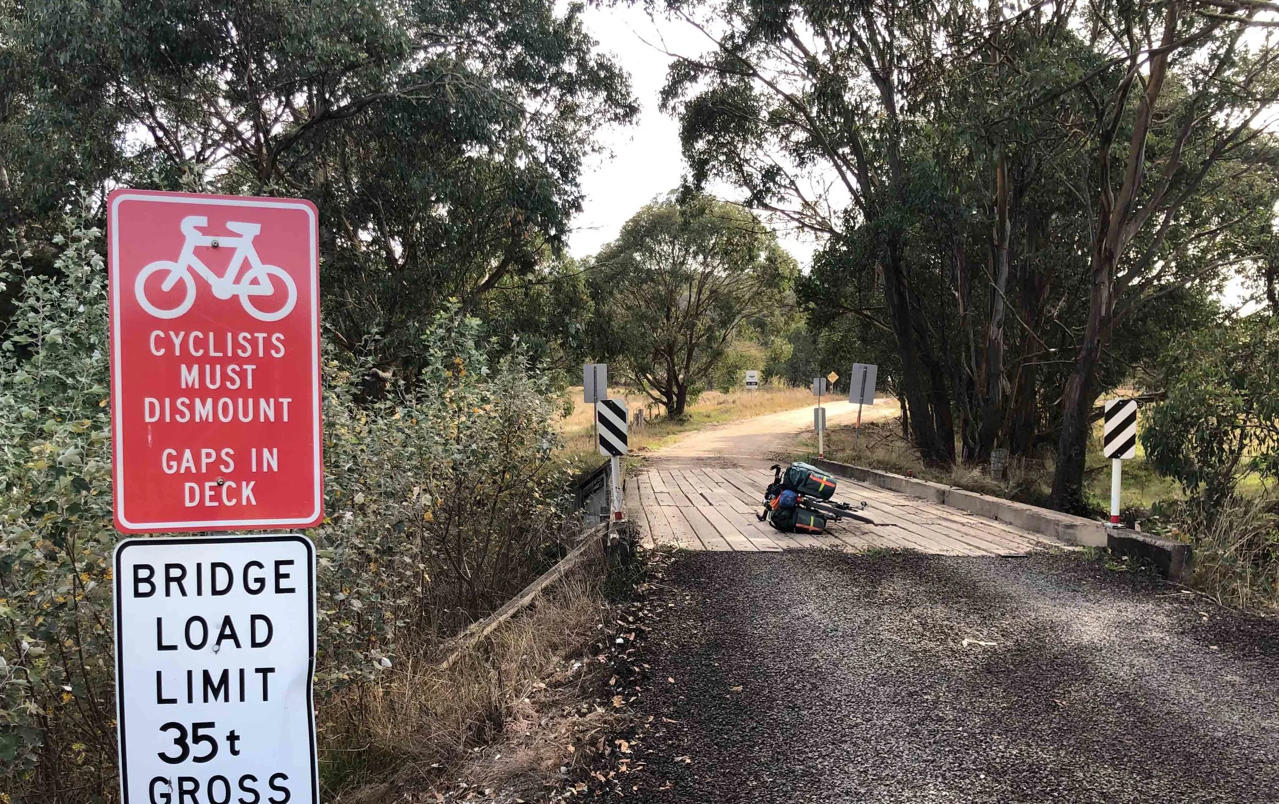 Don’t say that cyclists are not looked after out here. Crossing the Bendoc River just before heading into NSW.