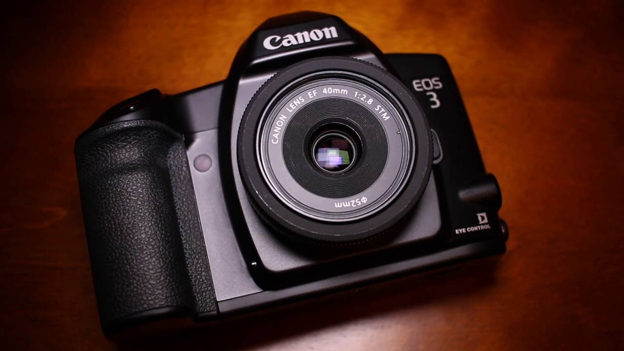 The Canon EOS 3 seen here sporting a 40mm pancake lens