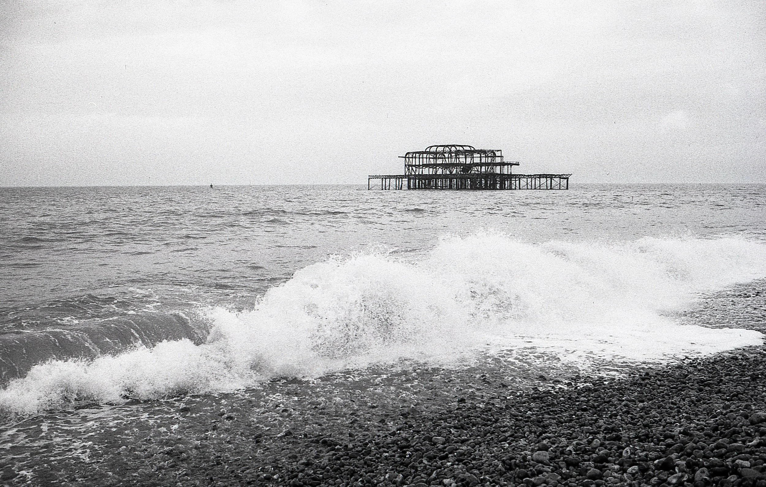 the burned out shell of Brighton's West Pier.... it's an evocative structure and whilst it would be great to see it restored to it's former glory, it's current state makes for a compelling photographic subject so maybe just leave it as it is?? Fomapan 200