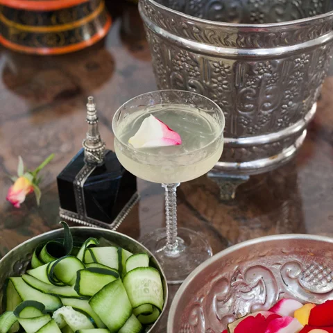 A Moroccan cocktail:  a tale of a rose garden in a glass
