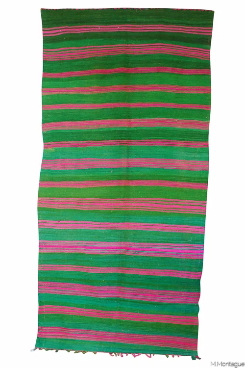 Vintage Moroccan Striped Blanket 2912