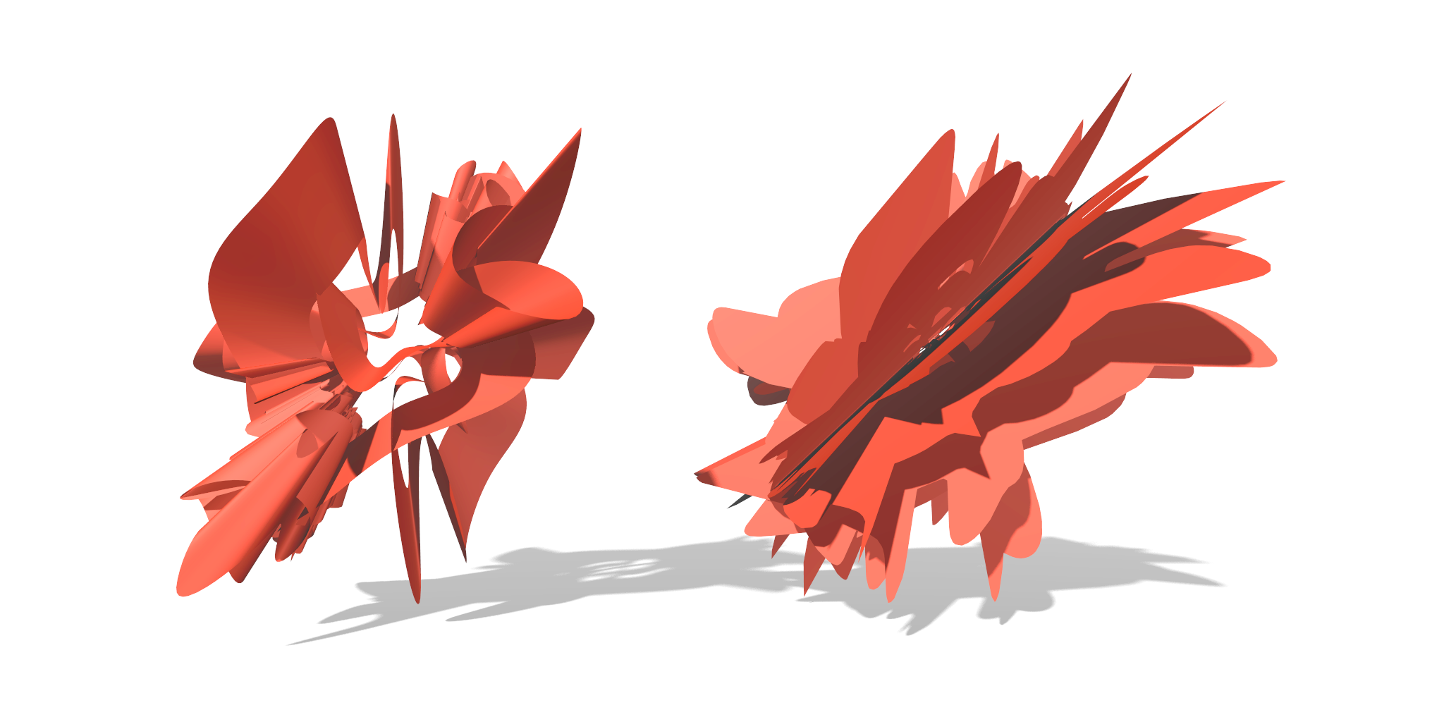The Dies Irae curve translated into a digital 3D model (left) and final laser-cut form.