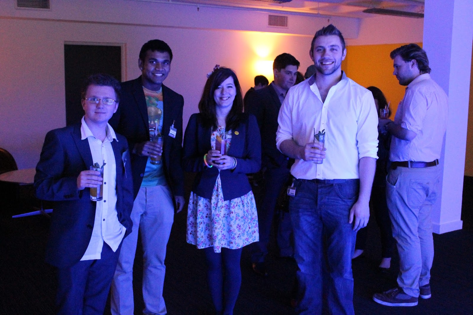 Award winning graduates Aidan Codd, Bharathi Anthonysamy, Molly Bolder and Max Rogers in the New Designers VIP Cocktail Lounge, July 2013