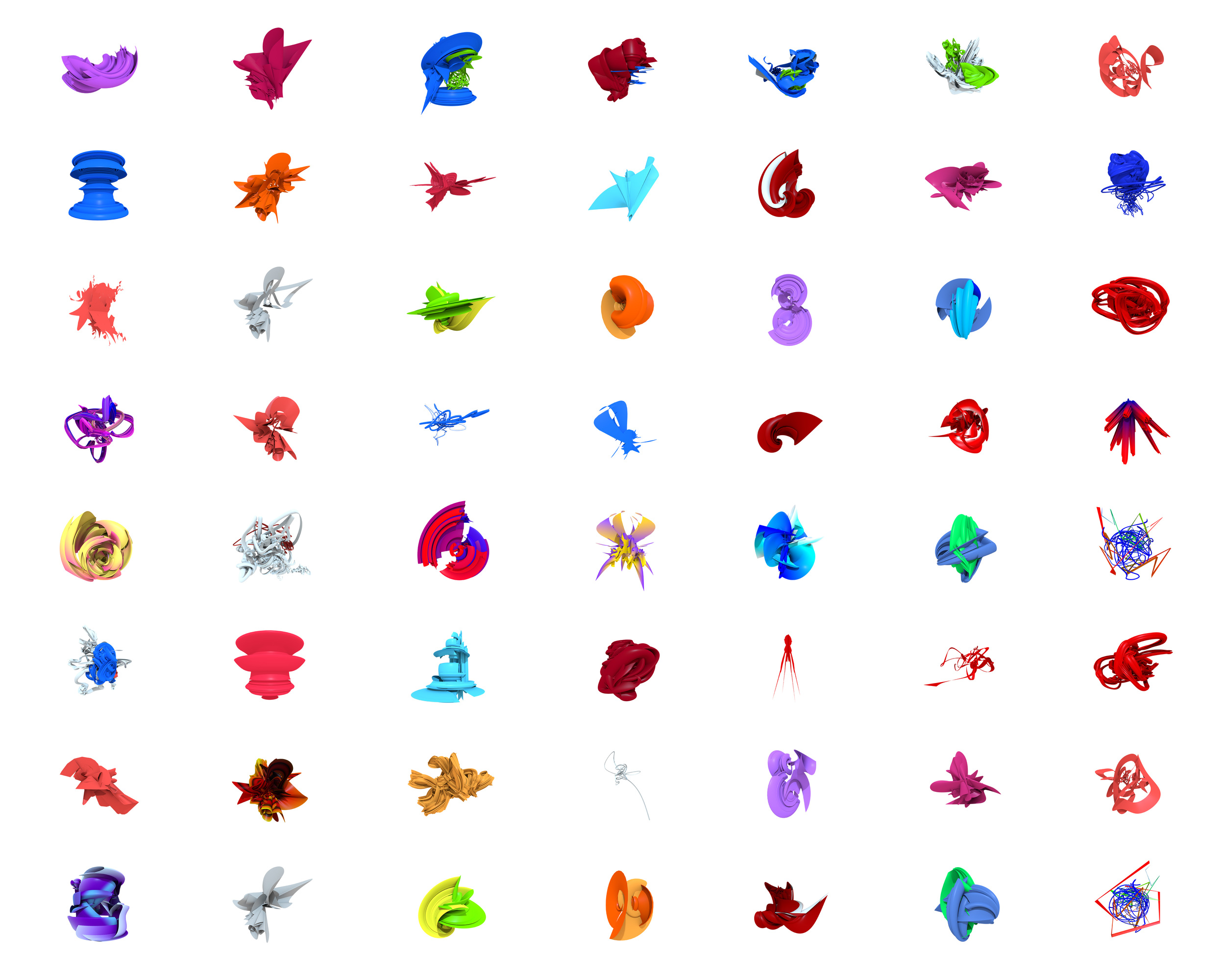 The seven movements of the Requiem expressed as synesthetic computer generated forms, derived from the conductor's motion-captured curves.