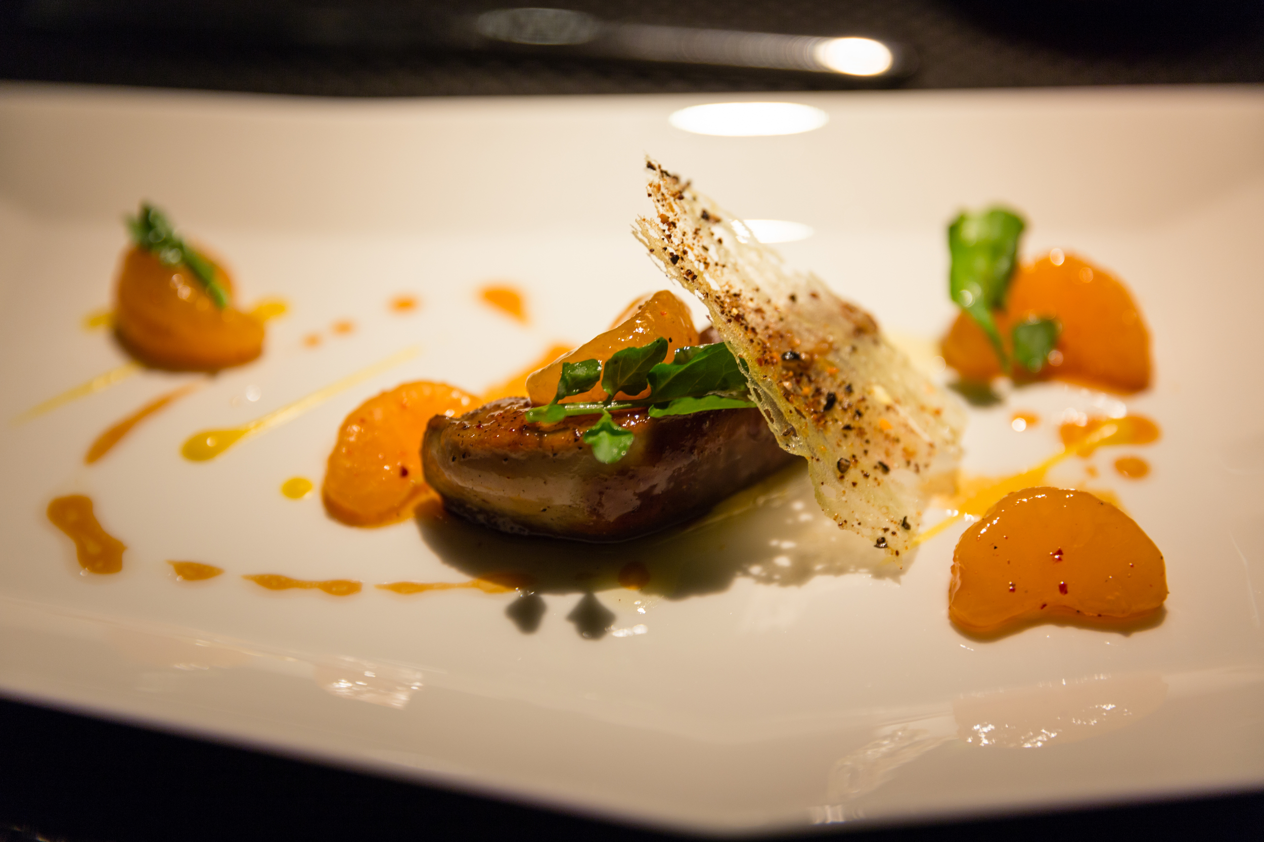 Le Foie Gras de Canard - Seared duck foie gras with "Mikan", mango puree perfumed with spices