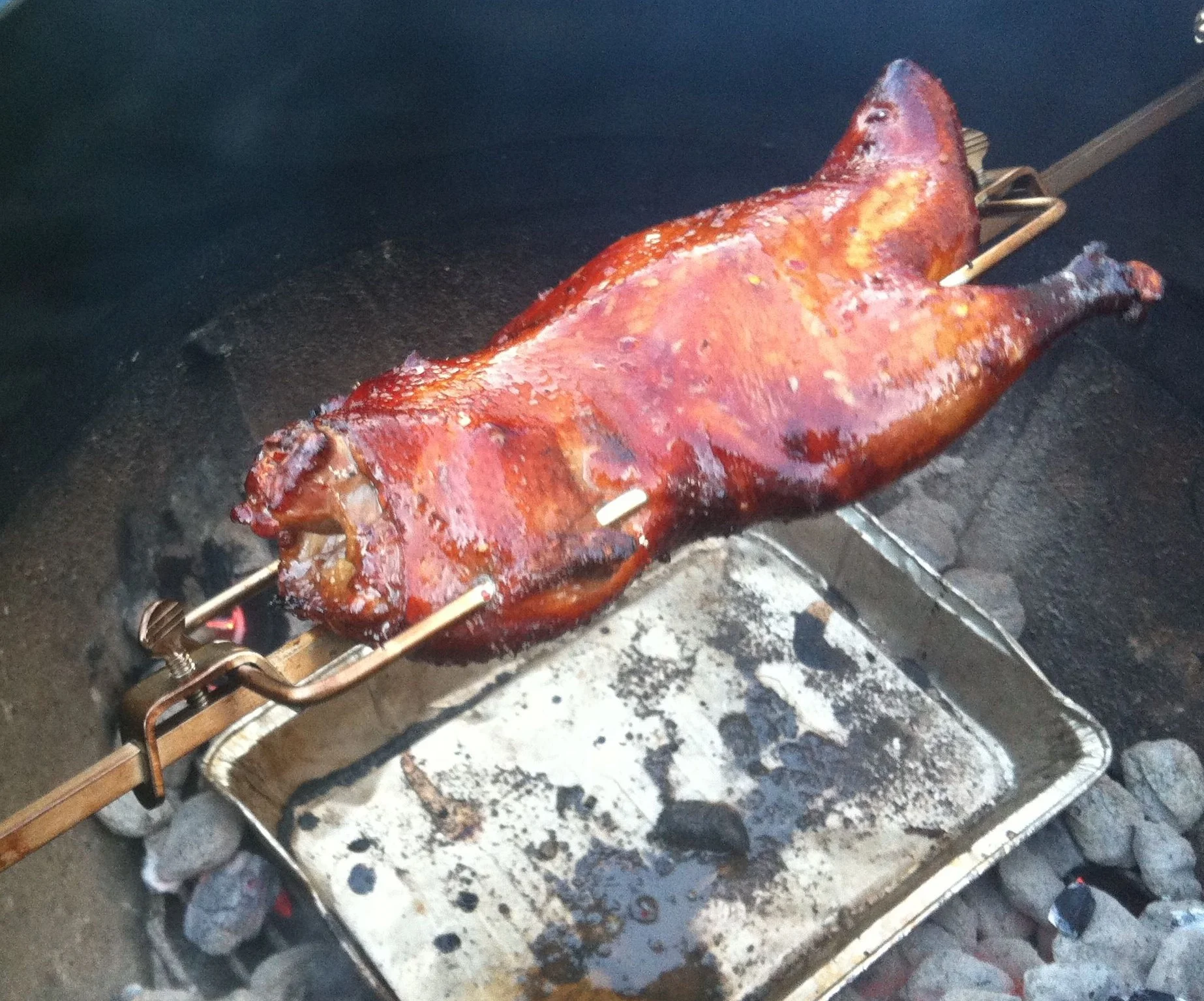 Spit Roasted Root Beer Duck