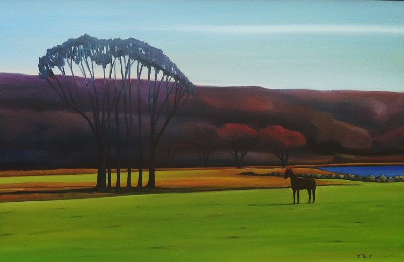 "Thinking On It " Oil on Canvas H 31in x W 48in Price$5,800.00