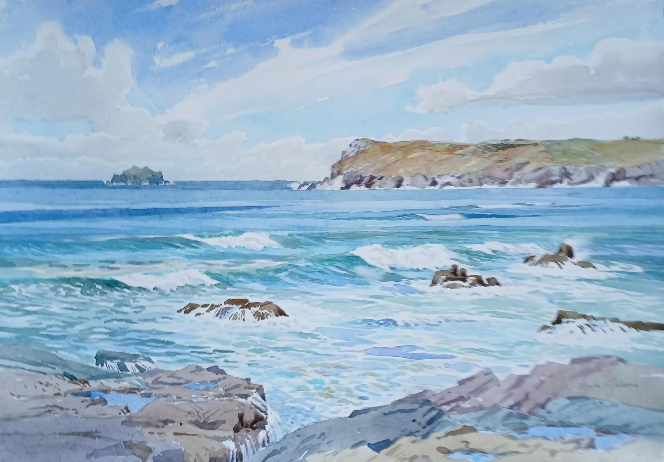 Across Summer Surf to Pentire Point