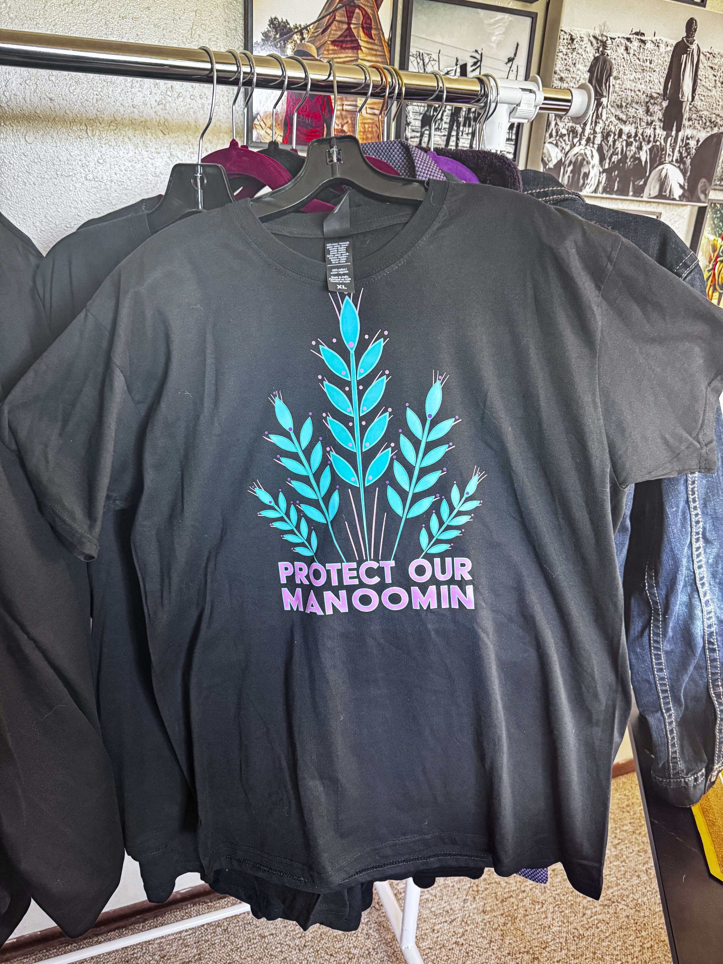 Mens T-Shirt Protect Our Manoomin Indigenous Art Dragonfly Graphic Tee XL