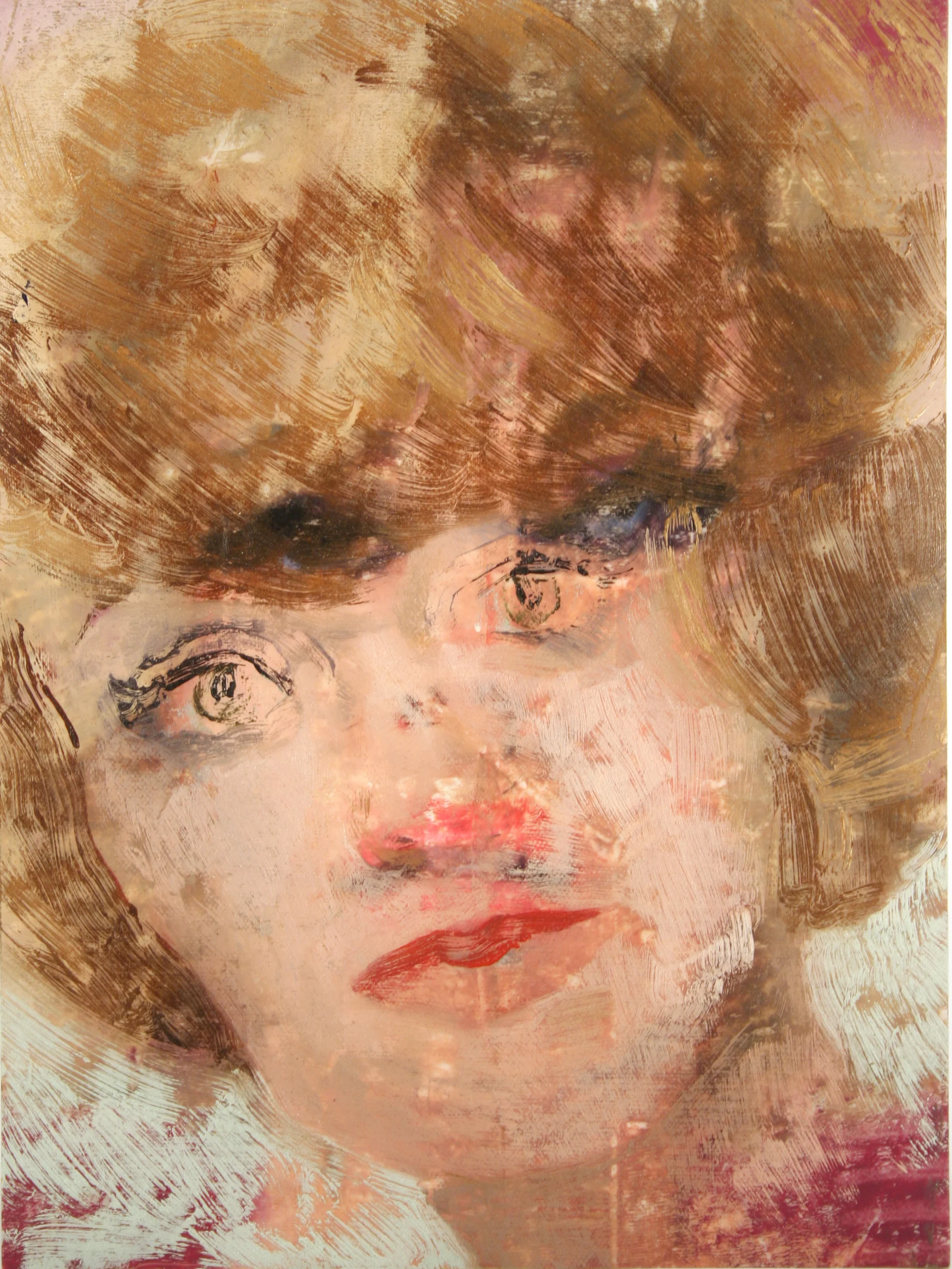 Head #11 , 2017 Oil on mylar, framed 9 x 12 inches