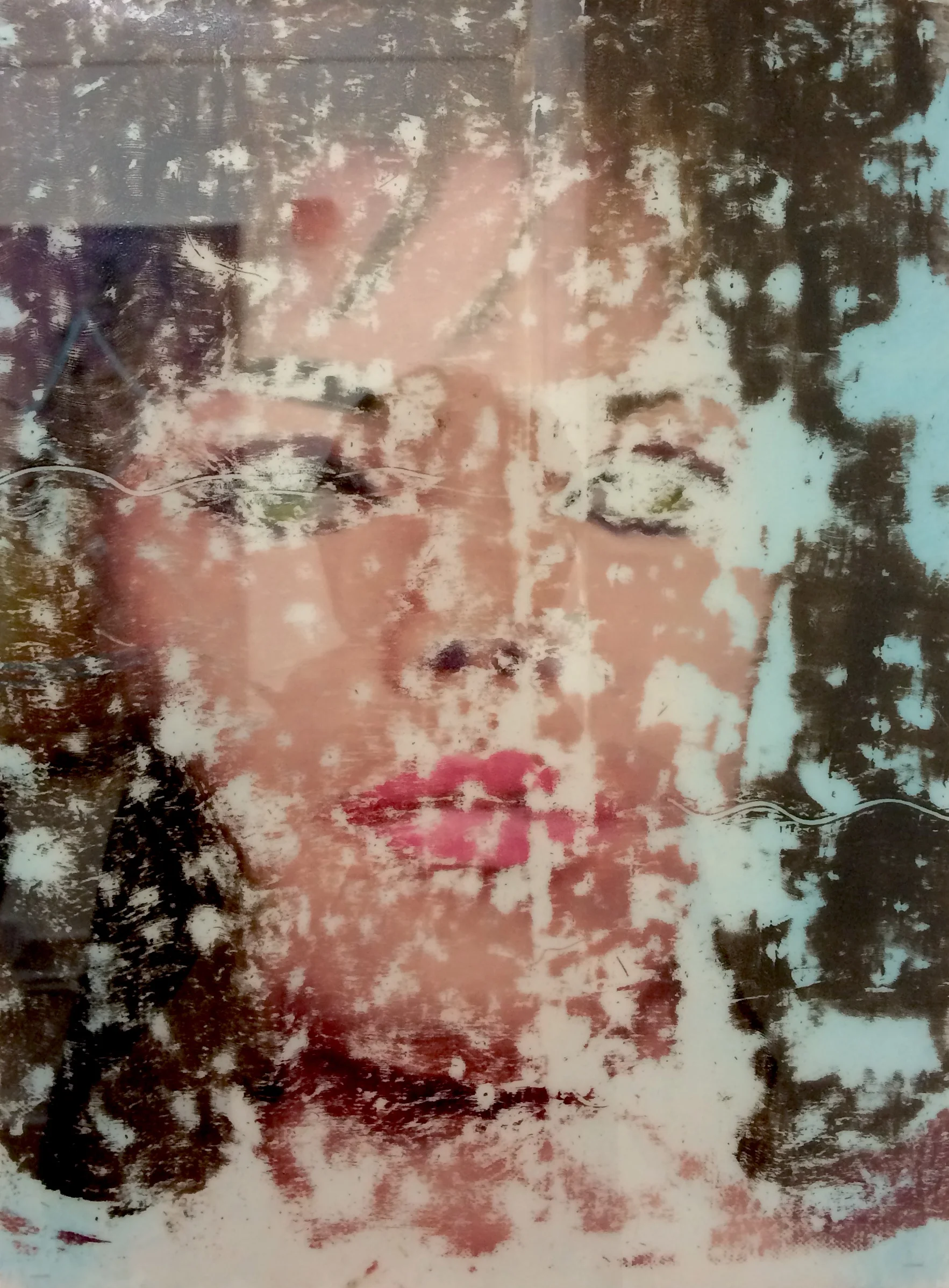    Head #5  , 2017  Oil on mylar, framed  9 x 12 inches 