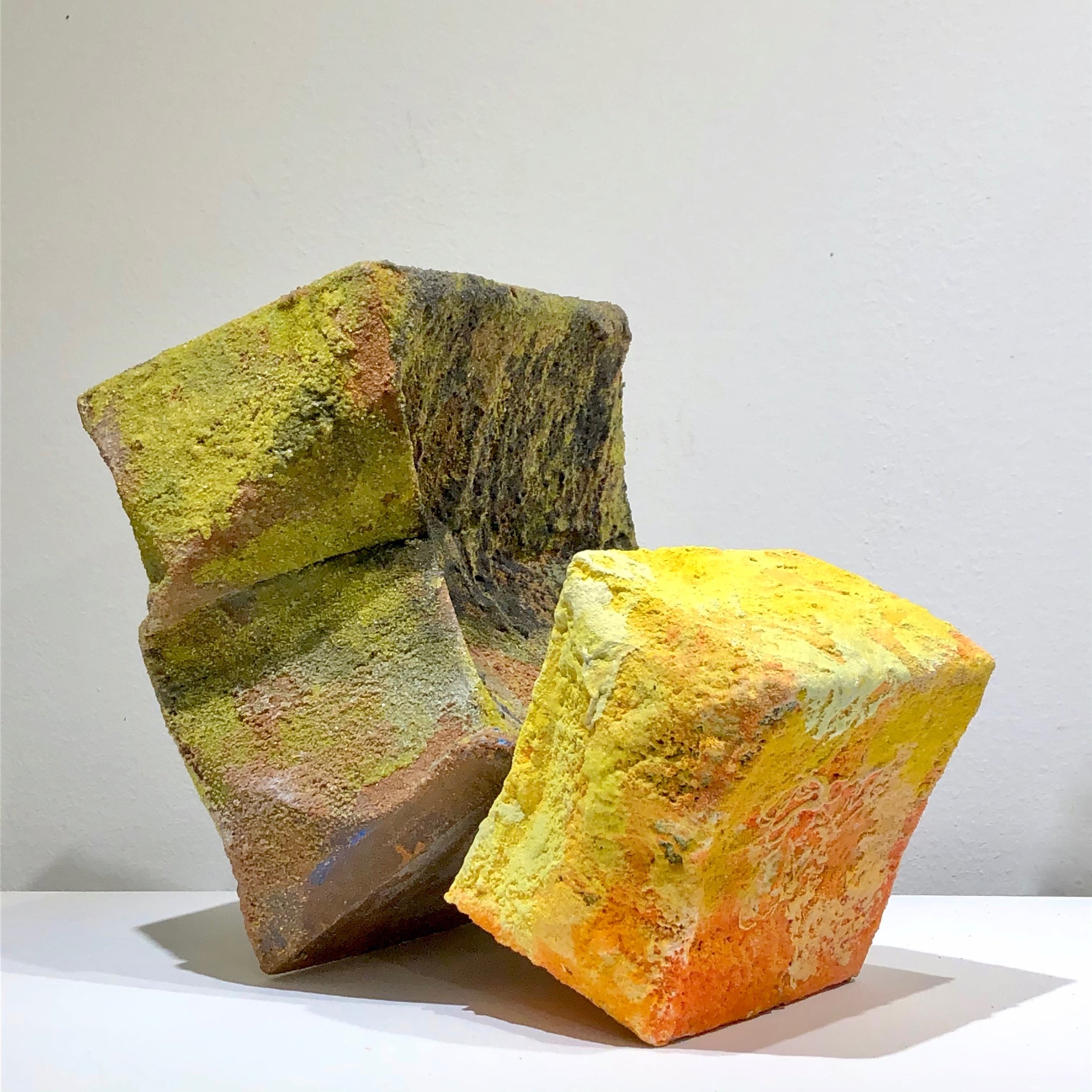 2 Mark Van Wagner_Heavy Weights_2021_natural and colored sand on cardboard boxes_12x15x15in.jpeg