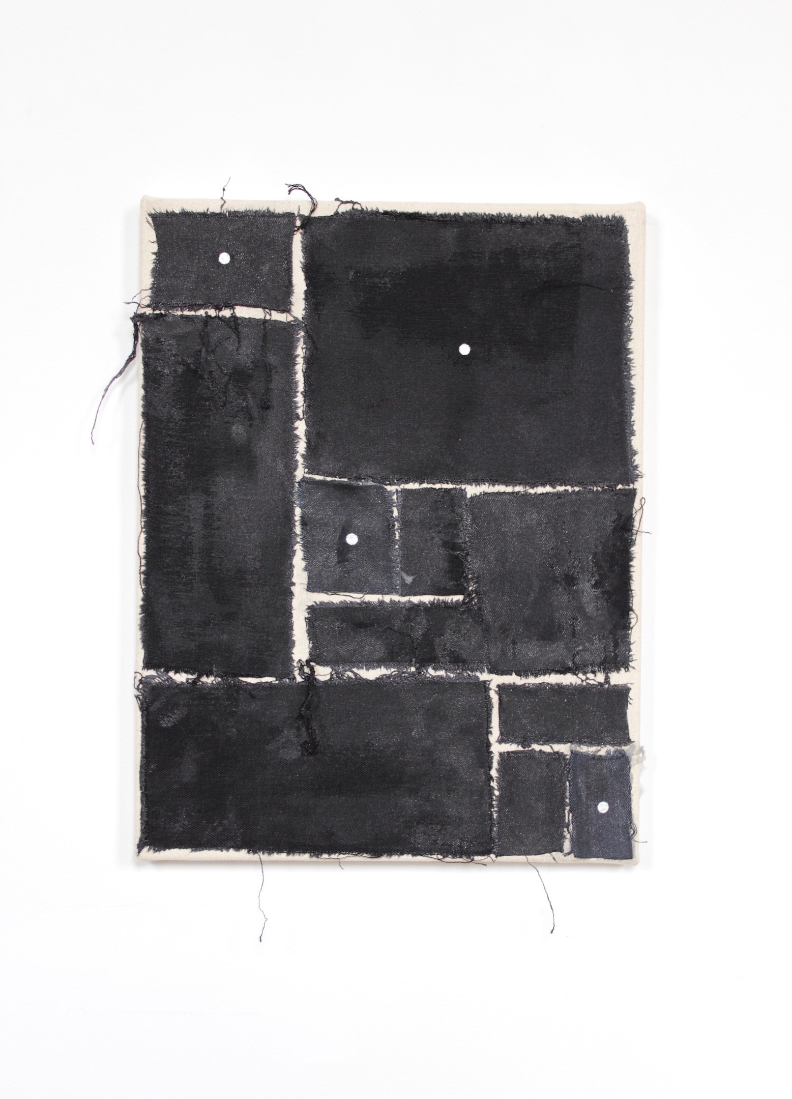 fringe painting (black with silver dots), 2022, dyed cotton, r.s.g., acrylic.JPG