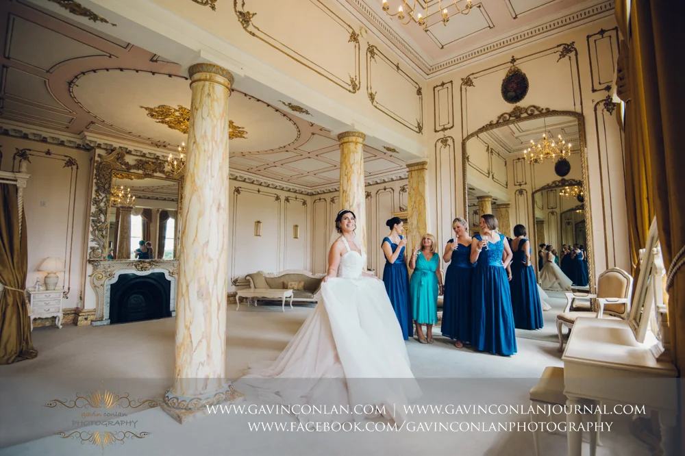 creative and beautiful bridal portrait in The Rococco Suite. Wedding photography at Gosfield Hall by Essex wedding photographer gavin conlan photography Ltd
