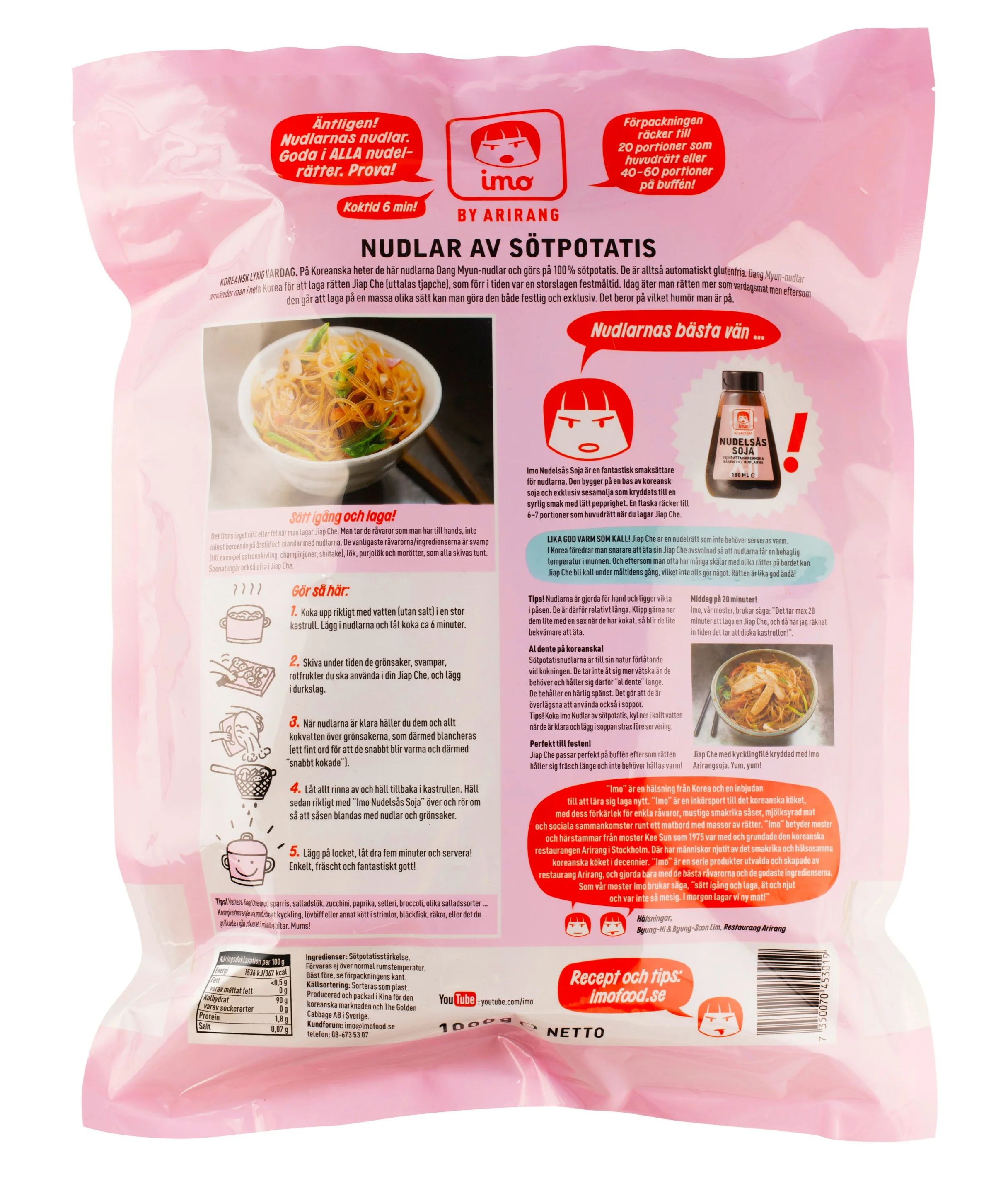 Recept och tips på förpackningens baksida.