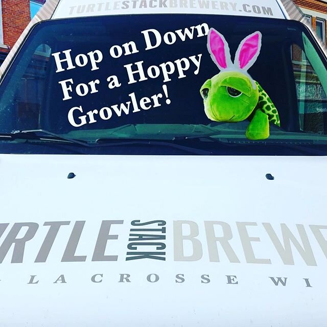 Open from noon til 4:00 pm today for carry out growler orders. Closed tomorrow on Easter Sunday so get em while the getting&rsquo;s good!  Pre-orders are preferred. #joinourstack #turtlestackbrewery #drinklocal #hoppyeaster