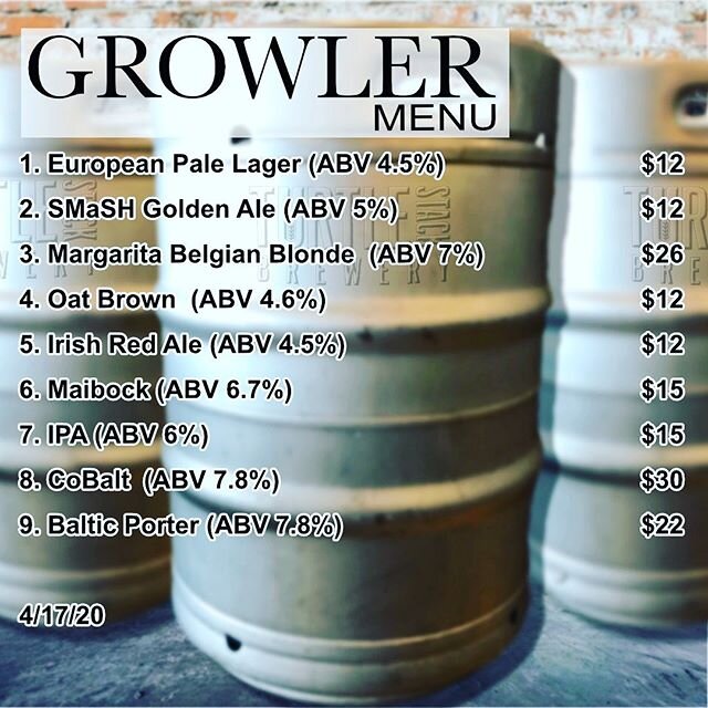 Weekend growlers to go. Looking to be a nice weekend, make sure you have great beer to enjoy it with. #turtlestackbrewery #joinourstack #springcleaning