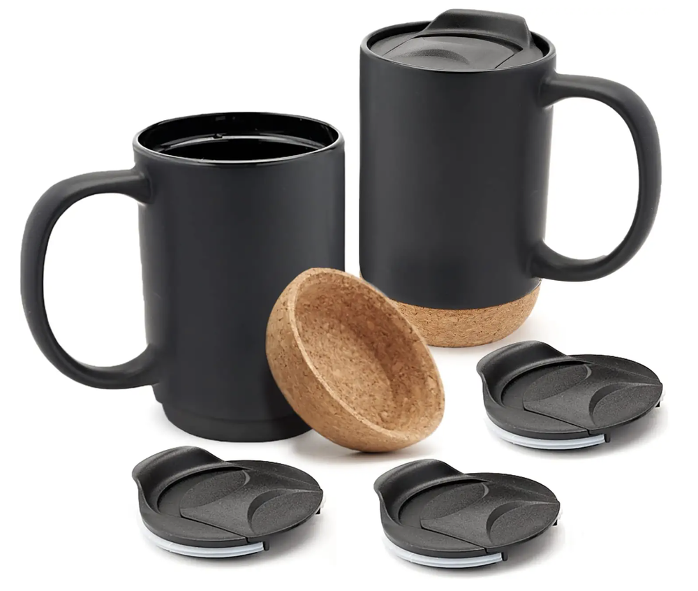 Black Coffee Mugs Set