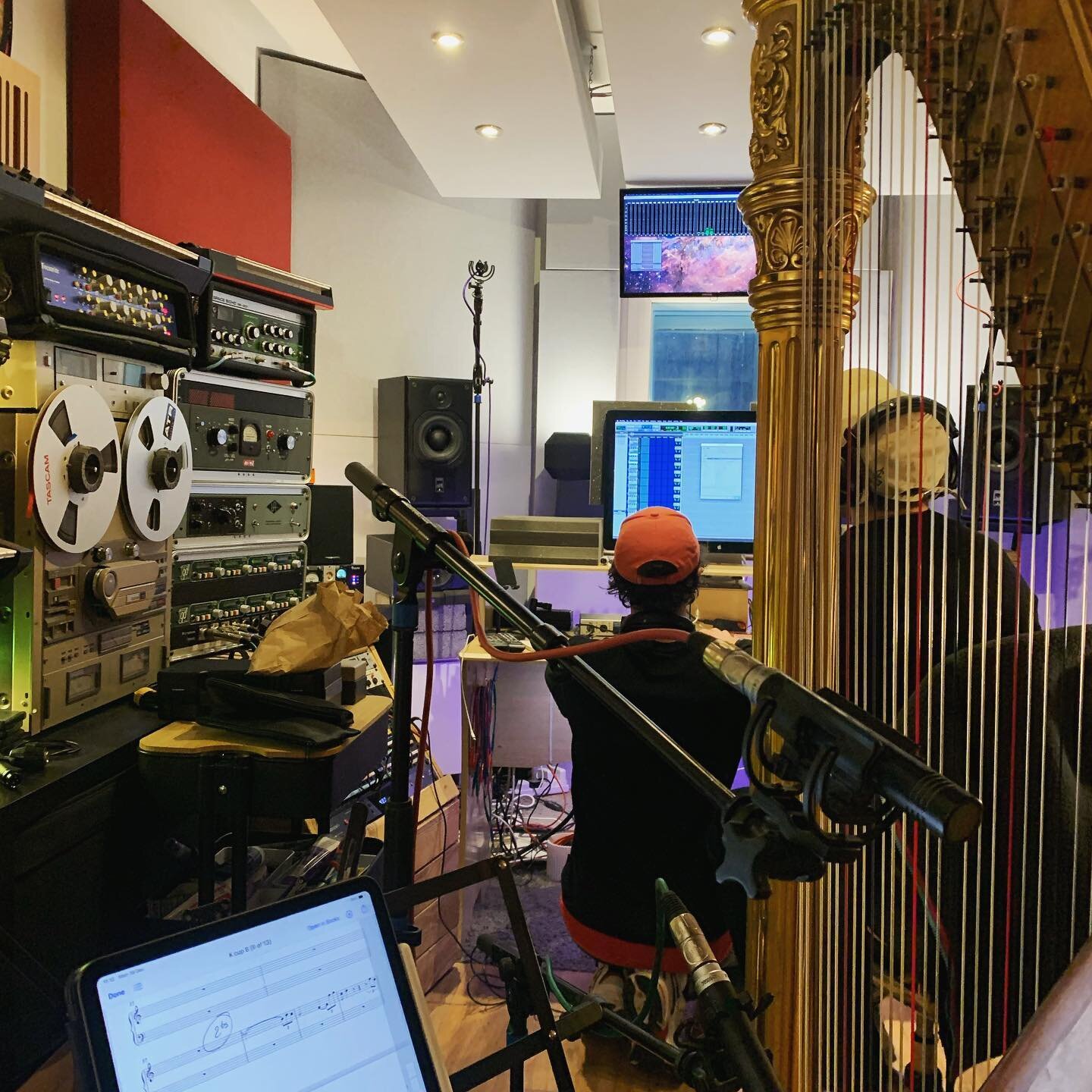 #tbt had the best time recording some harp for @chrishyson a few months ago! forgot to post this cause I had a 40 degree fever on the day and was delirious. shout out to @ricola @tylenol for getting me through the session.
