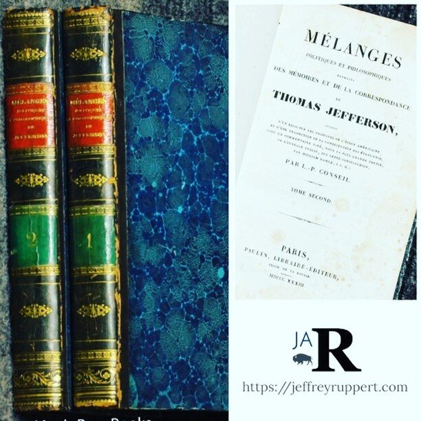 High nerd level unlocked - completed my collection of first edition copies of the Memoirs and Correspondence of Thomas Jefferson with the addition of this set printed in Paris in 1833. 

Now have multiple complete and matching sets of the 1829 Charlo