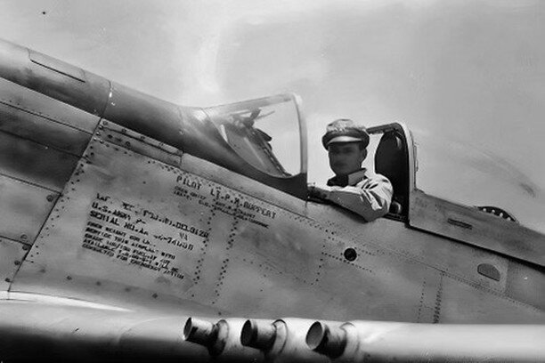 Inspiration - my grandfather, Lt PM Ruppert (later Captain), in his P-51 Mustang in occupied Japan, approx 1946. Flew P-40 Warhawks in Northern Africa and Europe; P-51s in Japan. #wwⅱ