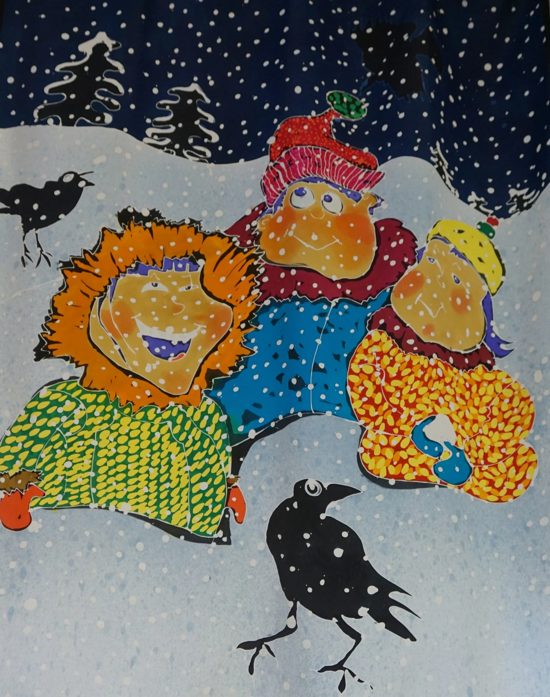  Jan Ingram, &nbsp;Seasons of Alaska  : Wind , batik on silk habotai 