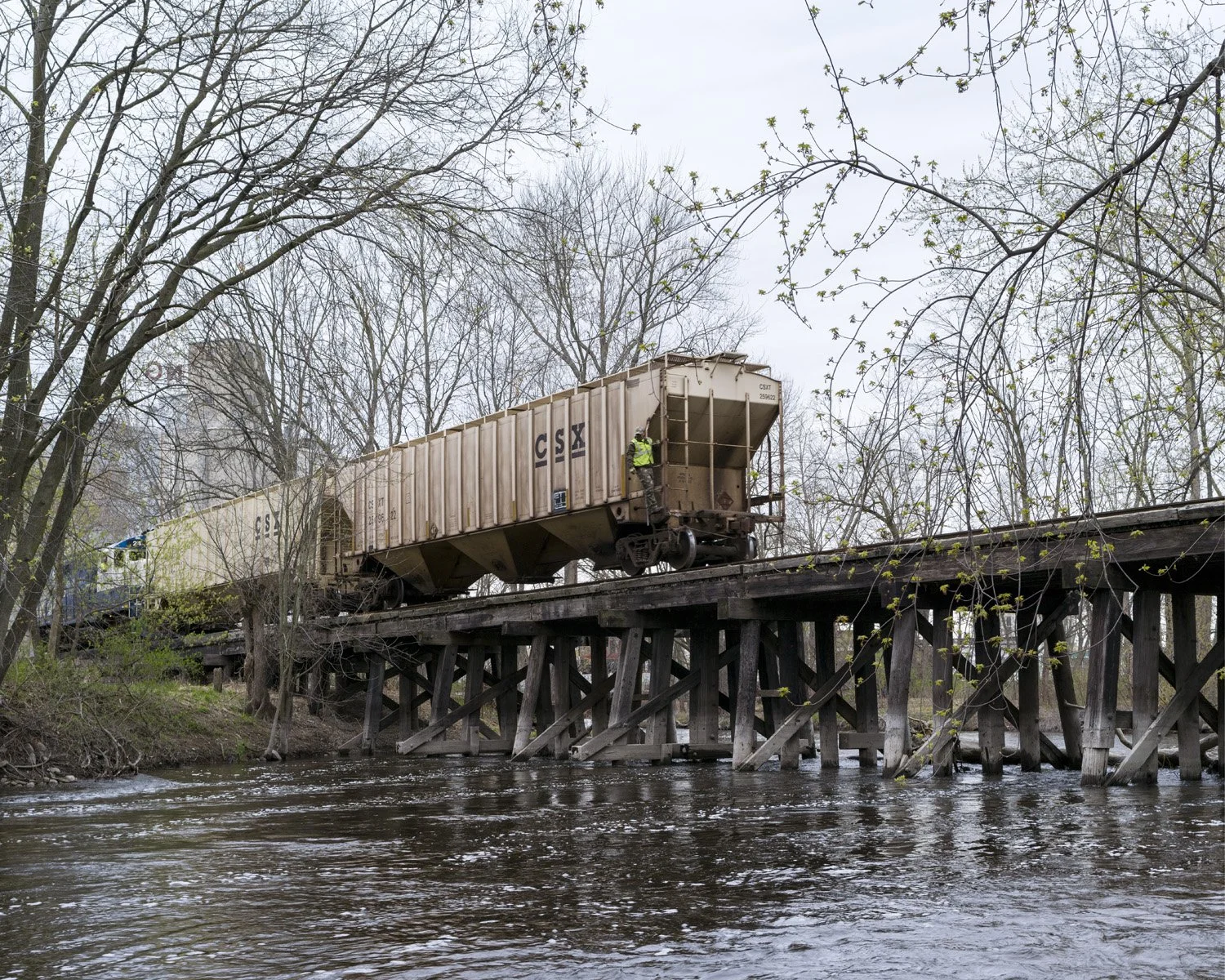 Train crossing the Flat River in Lowell, MI. 2014