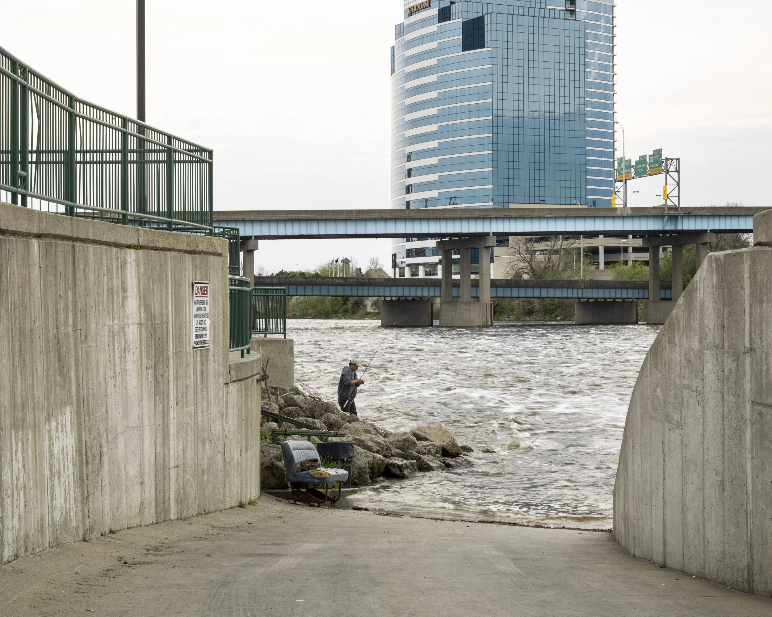 Fishing from the 6th Street Bridge Park. 2014 Abramowski