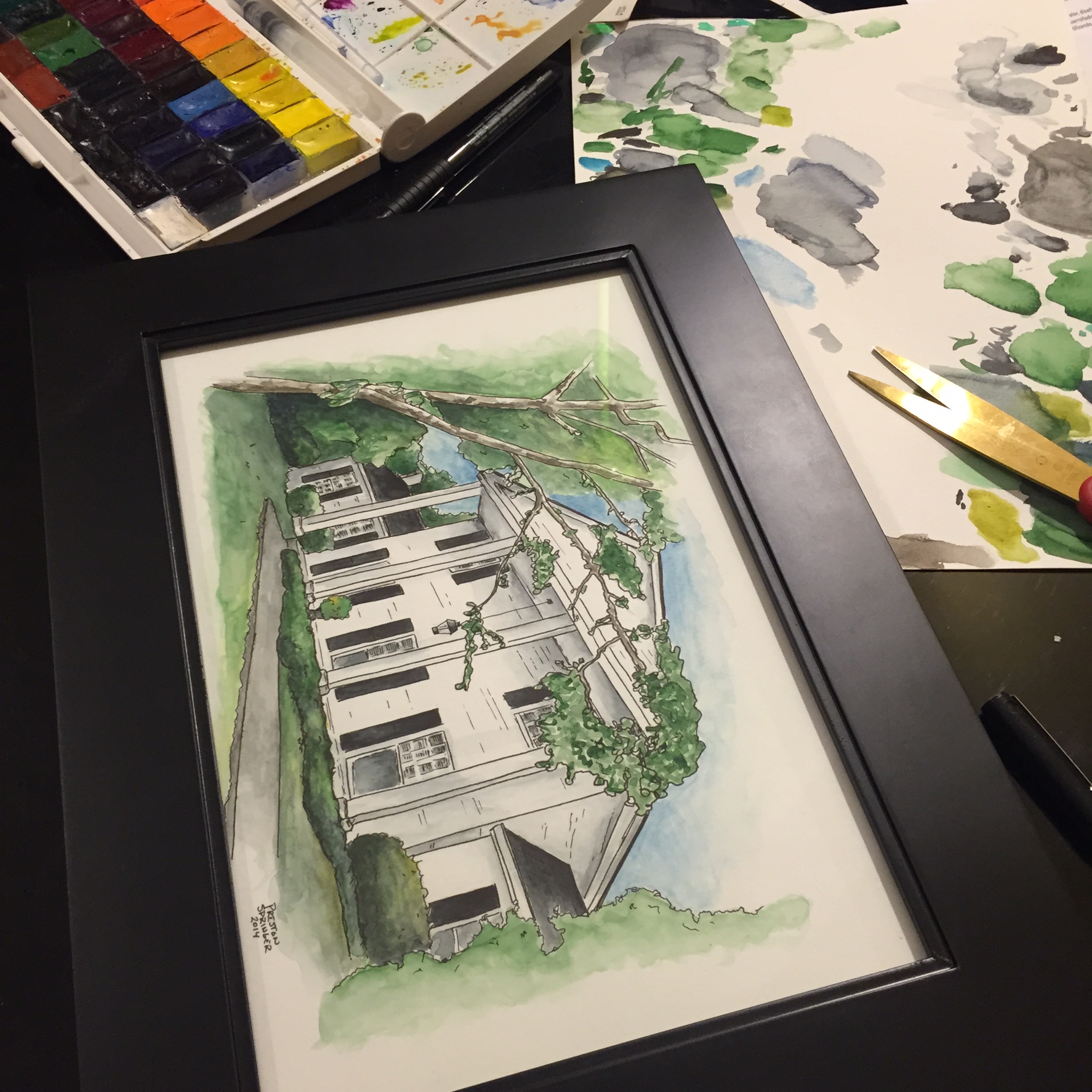 This was a commissioned piece I did for a family dear to my heart. This is their family home in Kentucky. The painting was done in Watercolor and ink roughly 8x10 inches on Arches hot press paper. This painting was given as a Christ