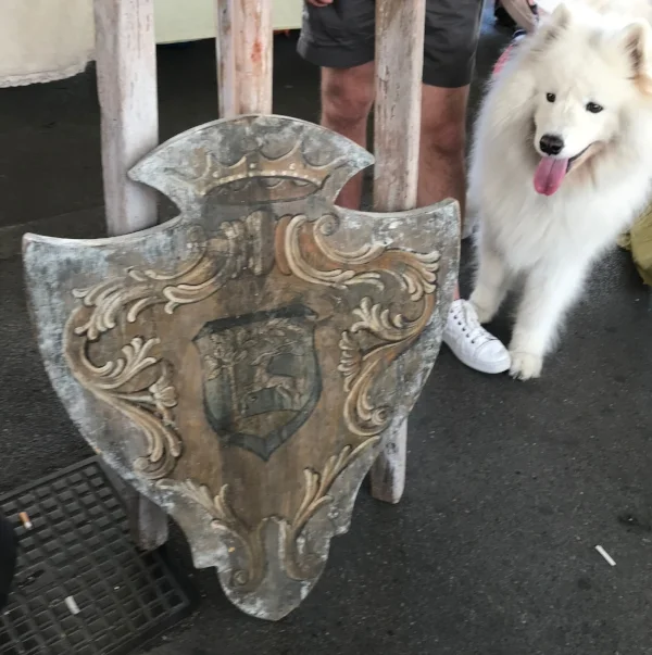 At the monthly big flea market in Sant'Ambrogio (the dog is not a found object - ha!)