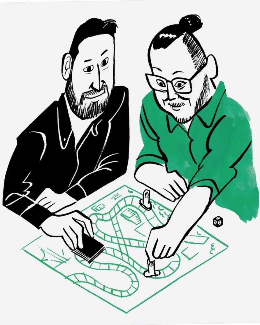 Cartoon me (on the right) in The New Yorker for Escape From Hell